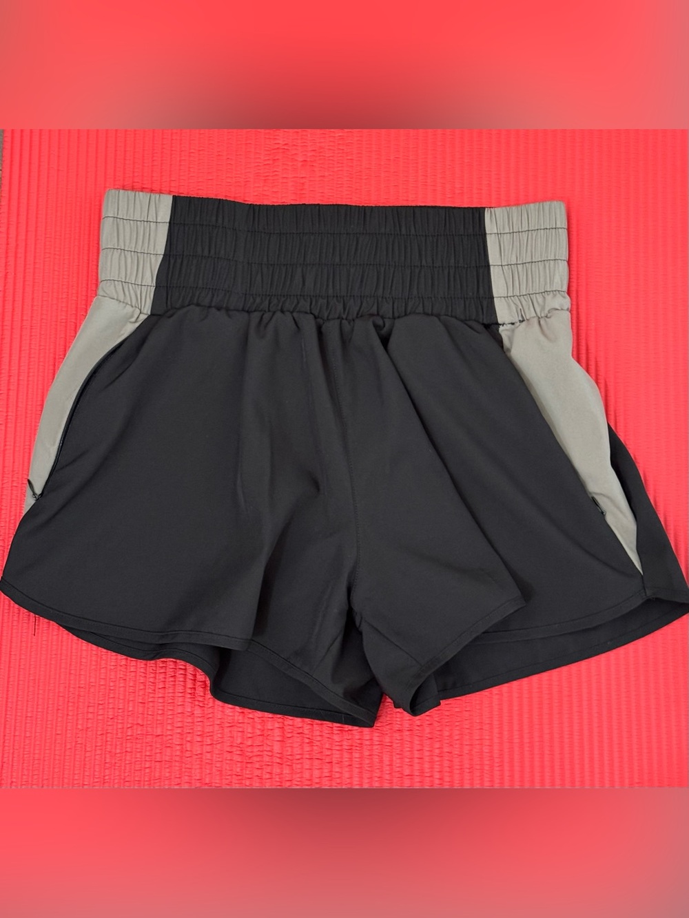 Women’s Black Athletic Shorts with Grey Waistband
